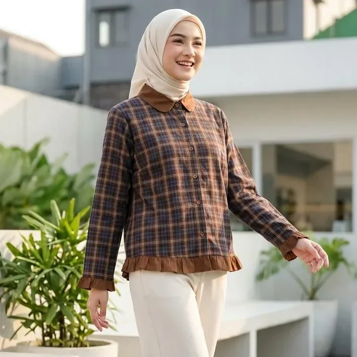 ASAYA Kemeja cetak temperamen gaya baru wanita atasan elegan