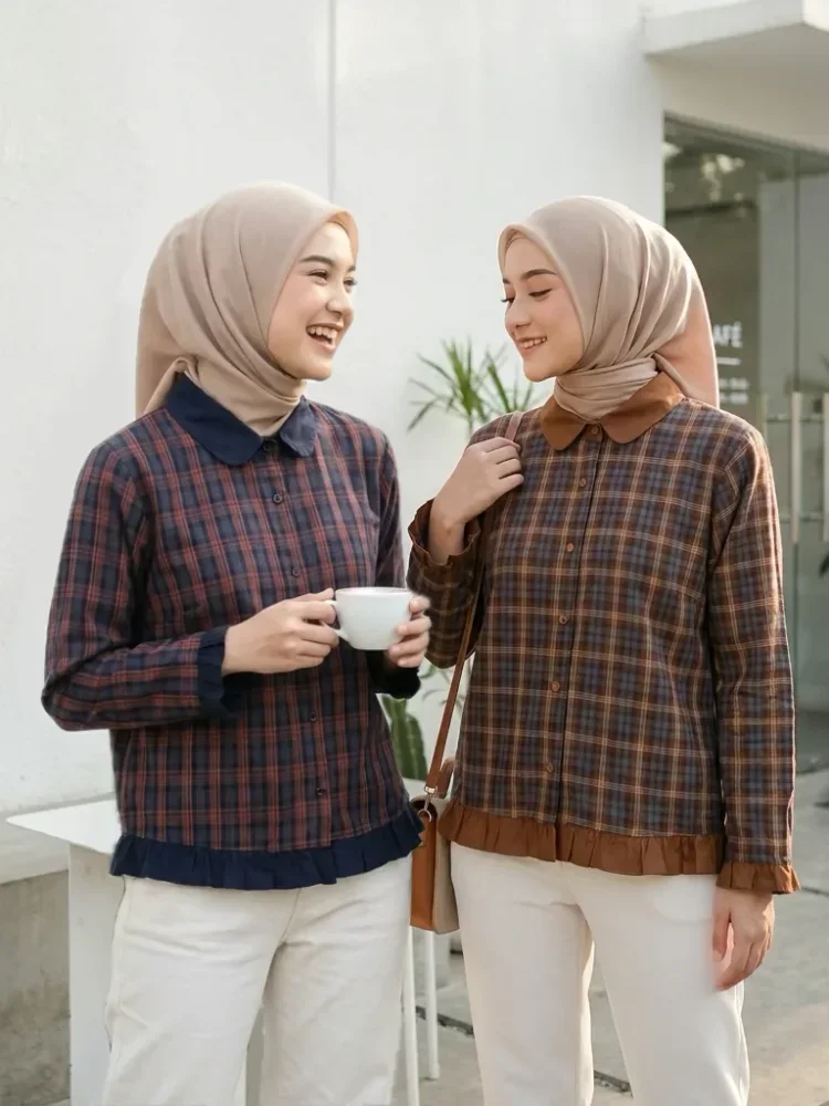 ASAYA Kemeja cetak temperamen gaya baru wanita atasan elegan