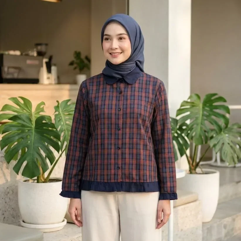 ASAYA Kemeja cetak temperamen gaya baru wanita atasan elegan