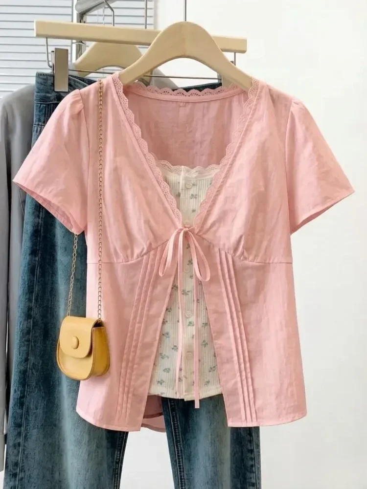 CHICMORE Atasan lengan pendek kerah leher v-neck fashion stylish wanita