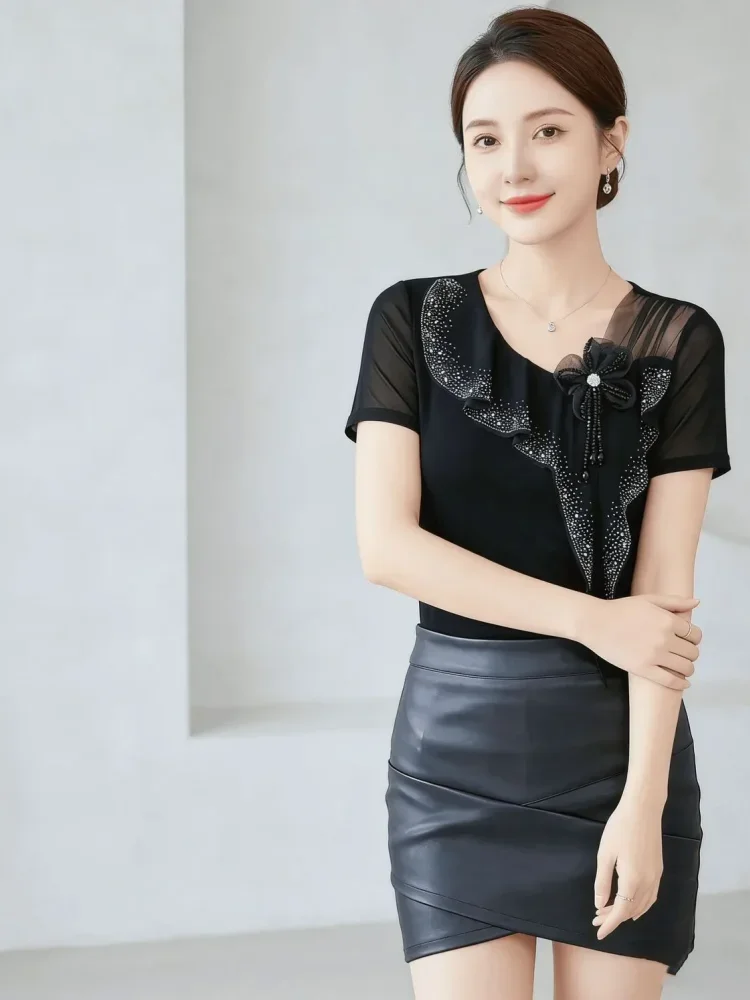 FADFAD Atasan wanita lengan pendek model baru gaya feminine