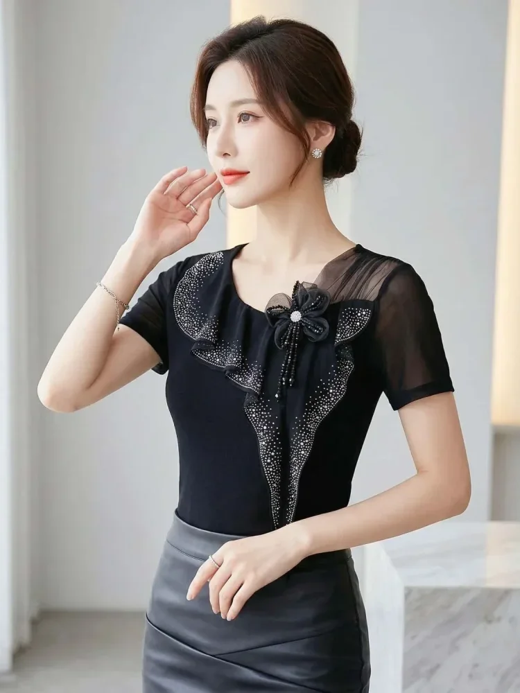 FADFAD Atasan wanita lengan pendek model baru gaya feminine