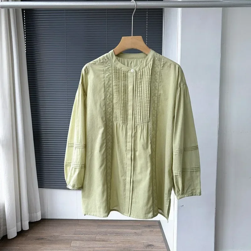 CHICMORE Blouse wanita lengan panjang desain longgar artistik