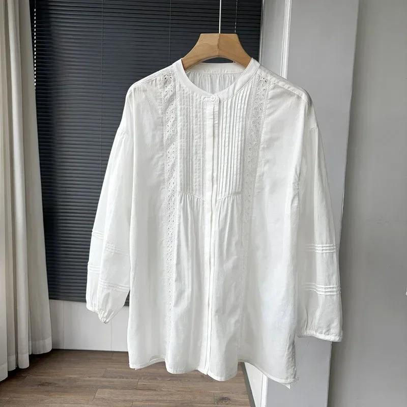 CHICMORE Blouse wanita lengan panjang desain longgar artistik