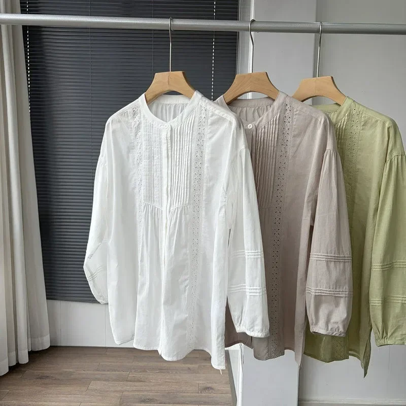CHICMORE Blouse wanita lengan panjang desain longgar artistik