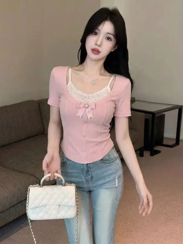 CHICMORE Atasan wanita blouse lengan pendek gaya korea model kekinian