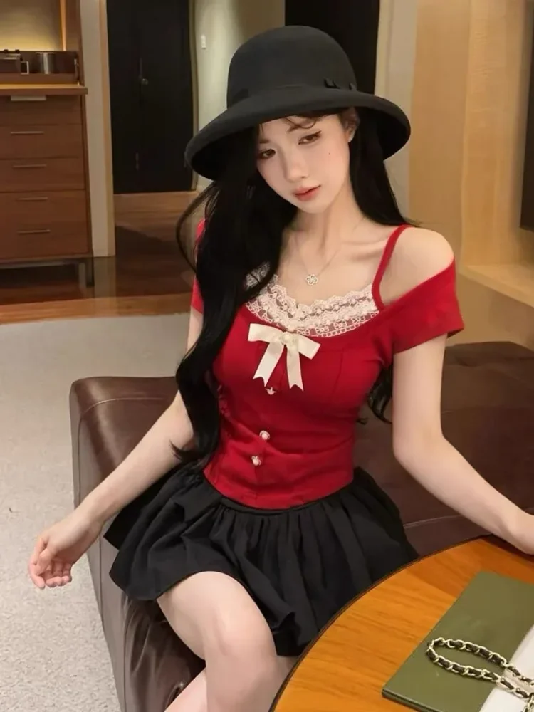 CHICMORE Atasan wanita blouse lengan pendek gaya korea model kekinian