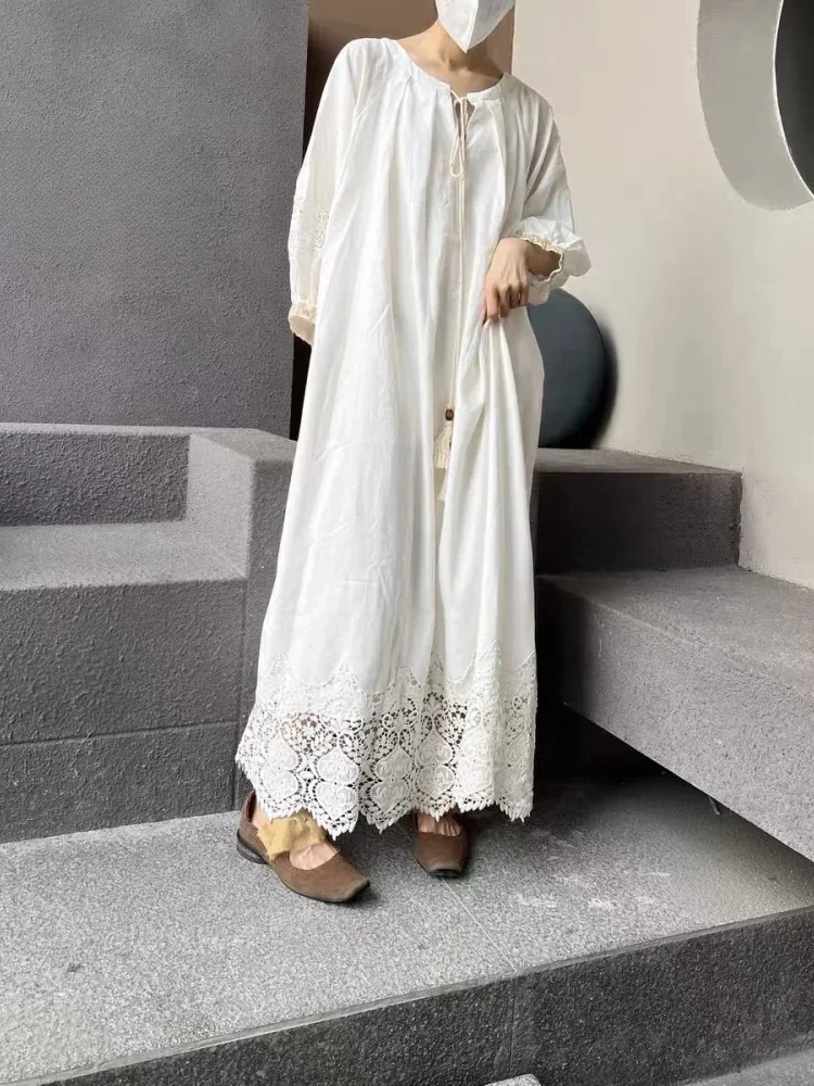 CHICMORE Gaun pakaian wanita warna solid gaya bohemian mode baru