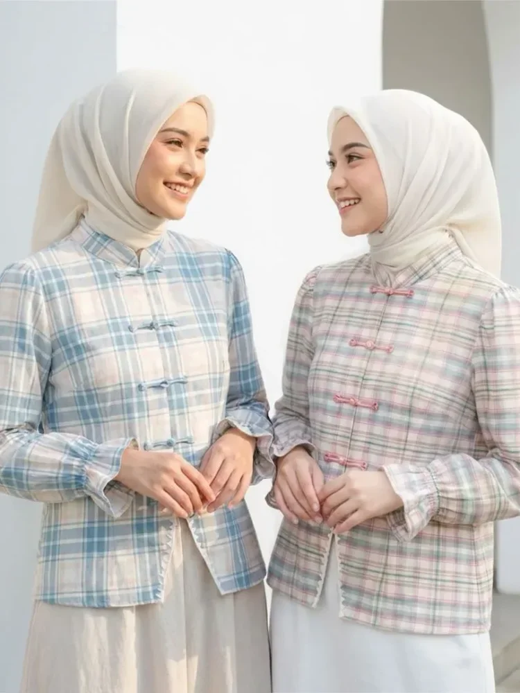 ASAYA Atasan wanita model lonceng, buatan tangan, gaya minimalis