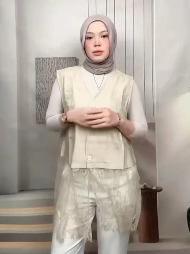 FADFAD Vest wanita gaya trendi warna solid dengan kerah v manis kekinian