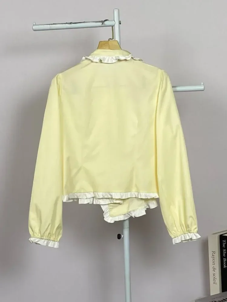 ASAYA Atasan kemeja longgar lengan panjang motif kotak-kotak vintage detail baru gaya korea