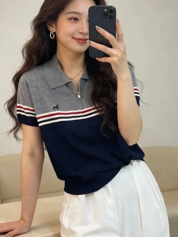 FADFAD Atasan wanita gaya simpel dengan lengan pendek model terbaru