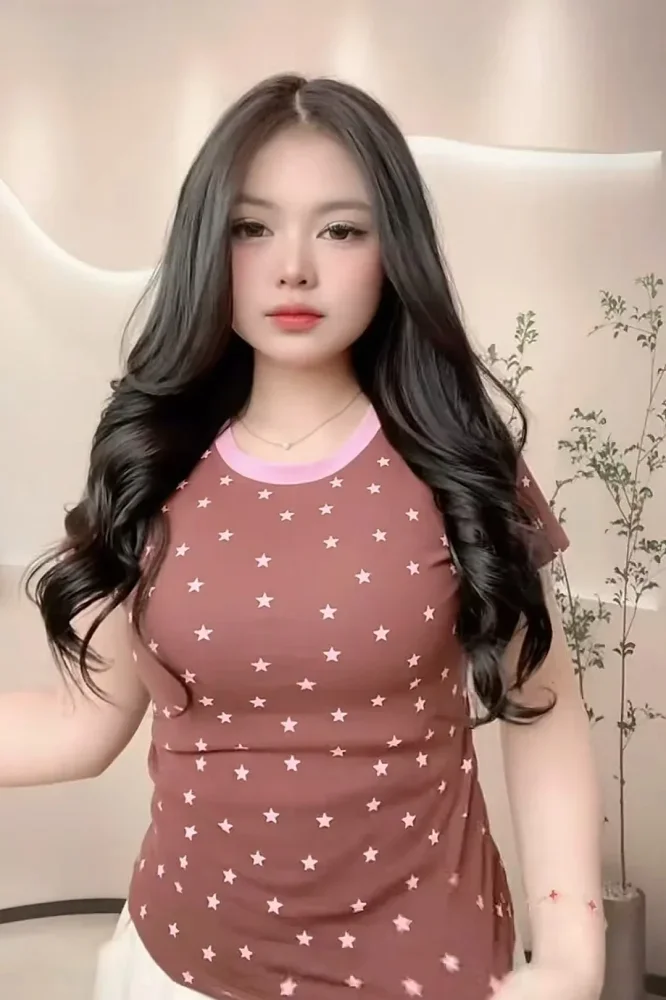 [READY STOCK]ASAYA Atasan blouse lengan pendek kerah kru motif bintang gaya kekinian
