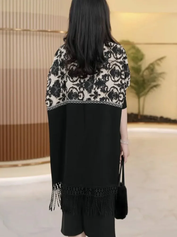 FADFAD Atasan outer kardigan motif lukisan retro untuk wanita