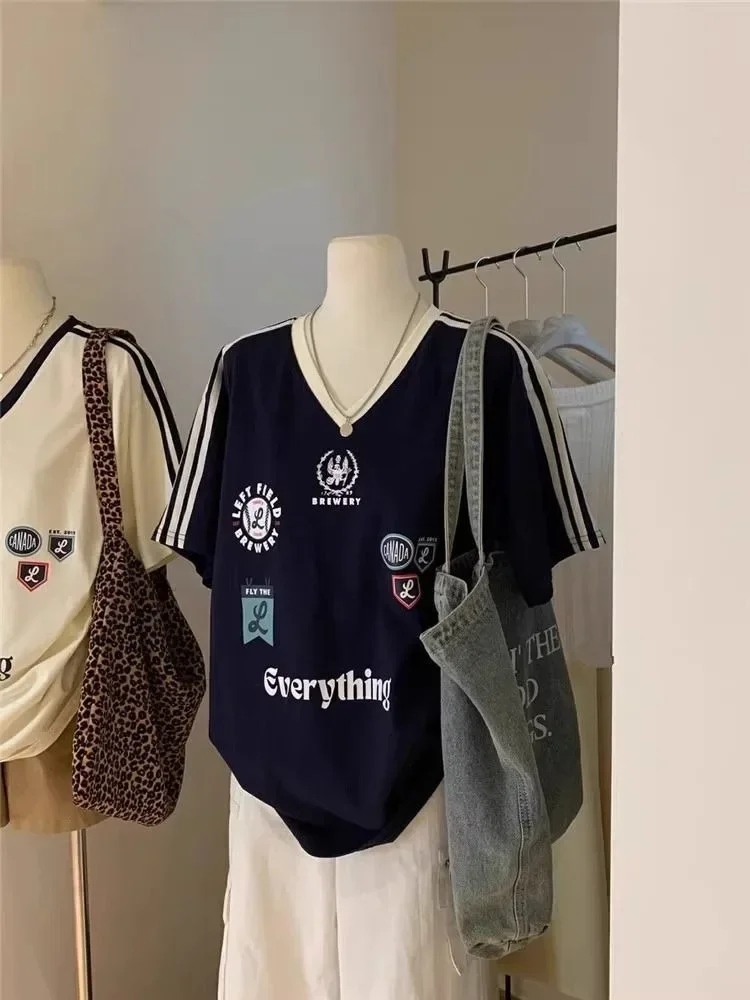 ASAYA Kaos oblong bermotif gaya korea ukuran besar untuk wanita