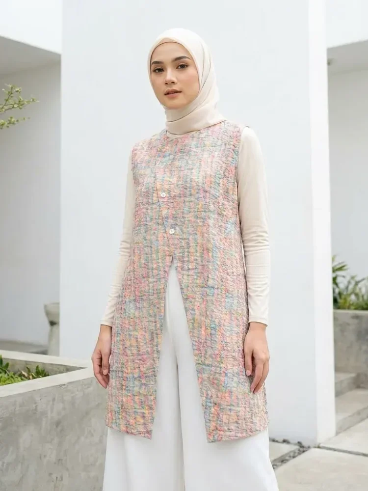 ASAYA Setelan dua potong wanita terbaru: rompi tanpa lengan model tidak beraturan dan celana panjang longgar warna polos