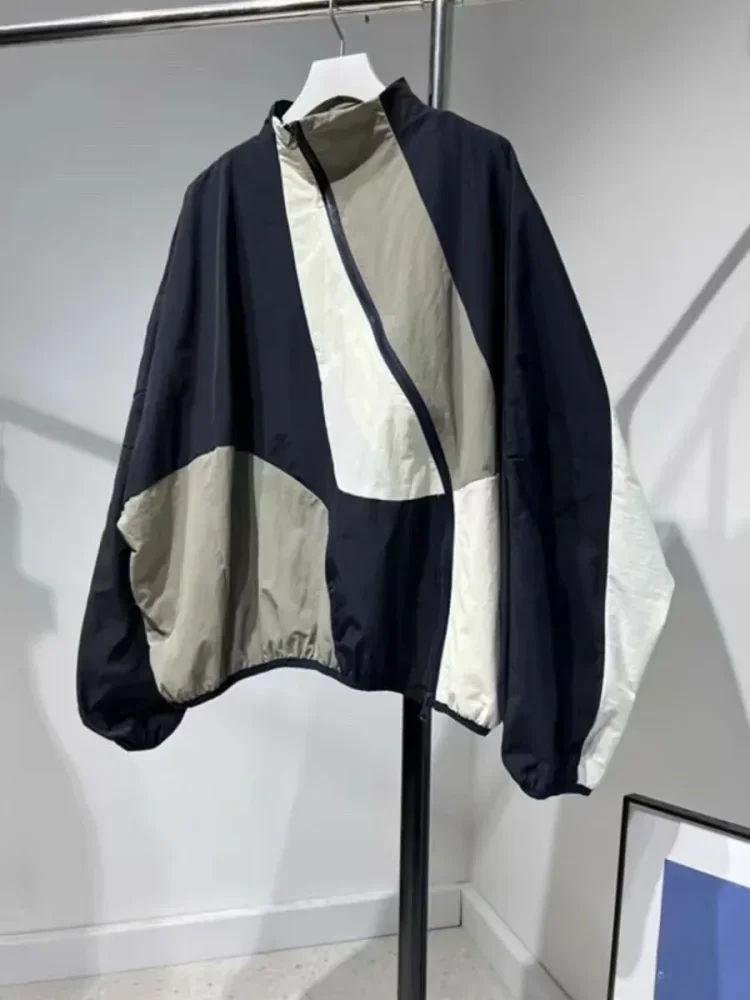 CHICMORE Jaket gaya kasual wanita kelas atas dengan ritsleting dan kerah high