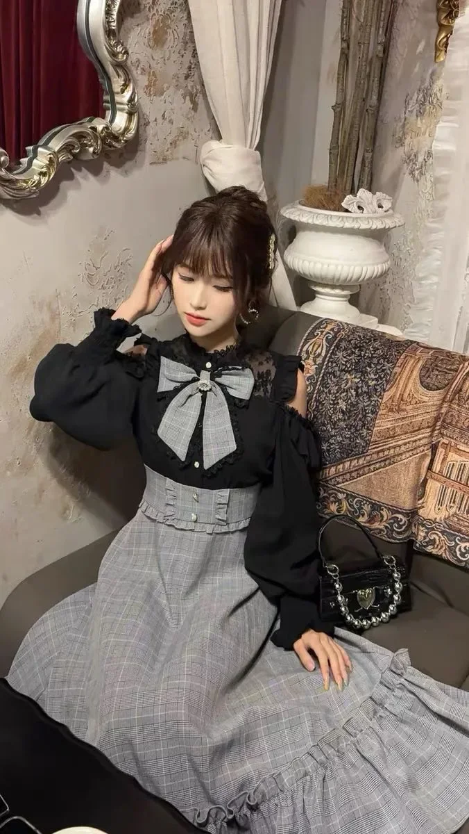 CHICMORE Gaun maxi lengan panjang model off shoulder gaya terbaru kekinian