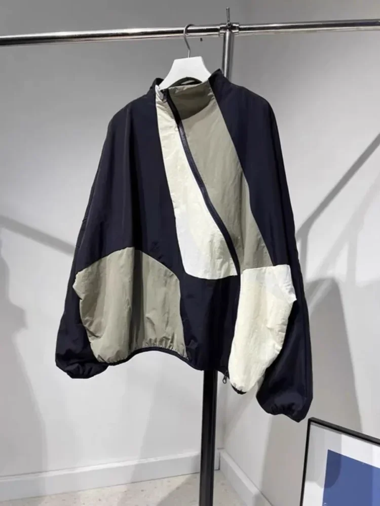 CHICMORE Jaket gaya kasual wanita kelas atas dengan ritsleting dan kerah high