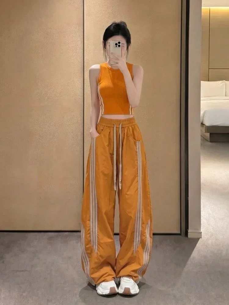 FADFAD Setelan wanita dua potong atasan t-shirt lengan pendek dan celana panjang longgar