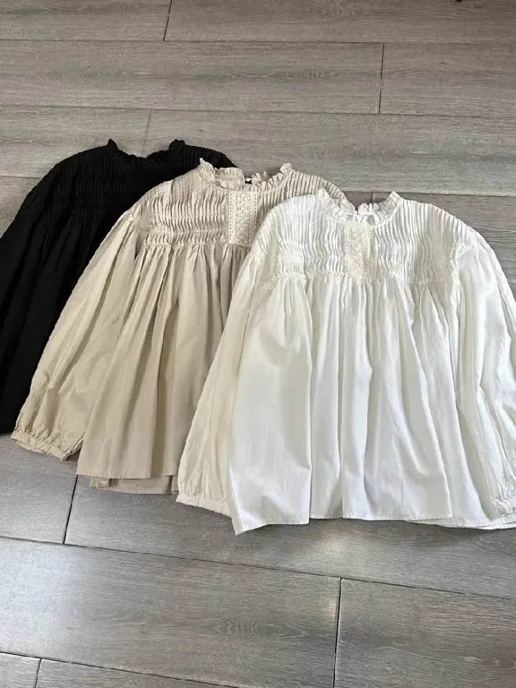 CHICMORE Atasan blouse wanita model kerut dan lipit bergaya feminim