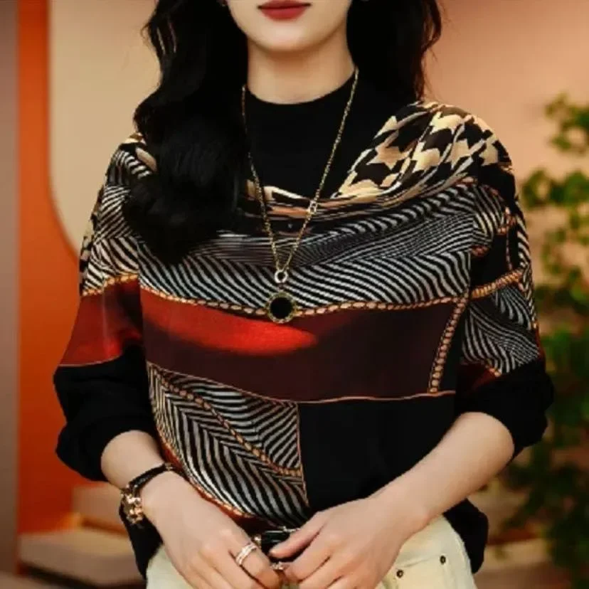 FADFAD Atasan wanita blouse model terbaru gaya retro lengan panjang