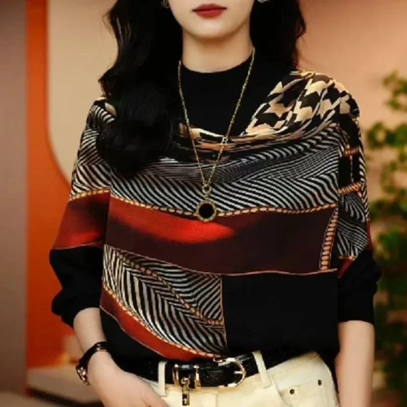 FADFAD Atasan wanita blouse model terbaru gaya retro lengan panjang