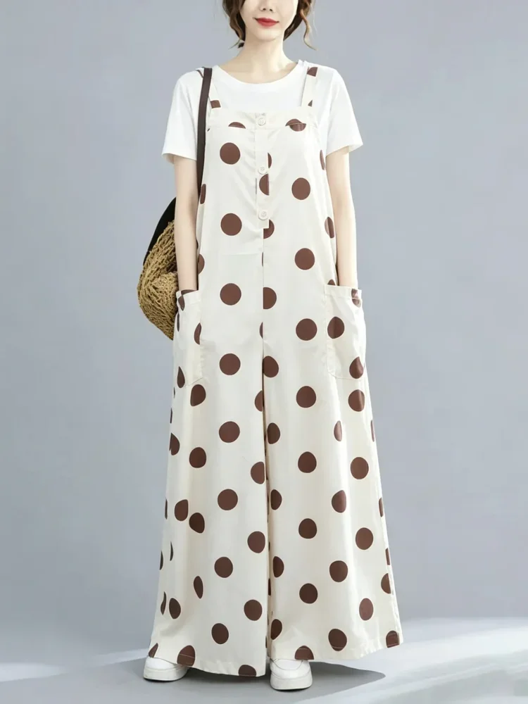 ASAYA Jumpsuit kotak-kotak longgar yang modis (tanpa rompi)