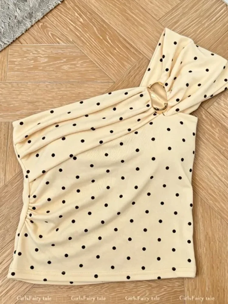 ASAYA Atasan wanita blouse one shoulder kekinian motif polkadot