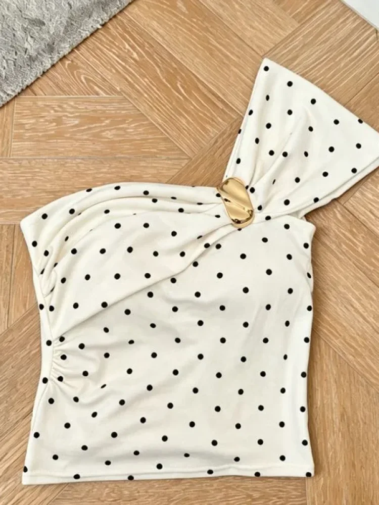 ASAYA Atasan wanita blouse one shoulder kekinian motif polkadot