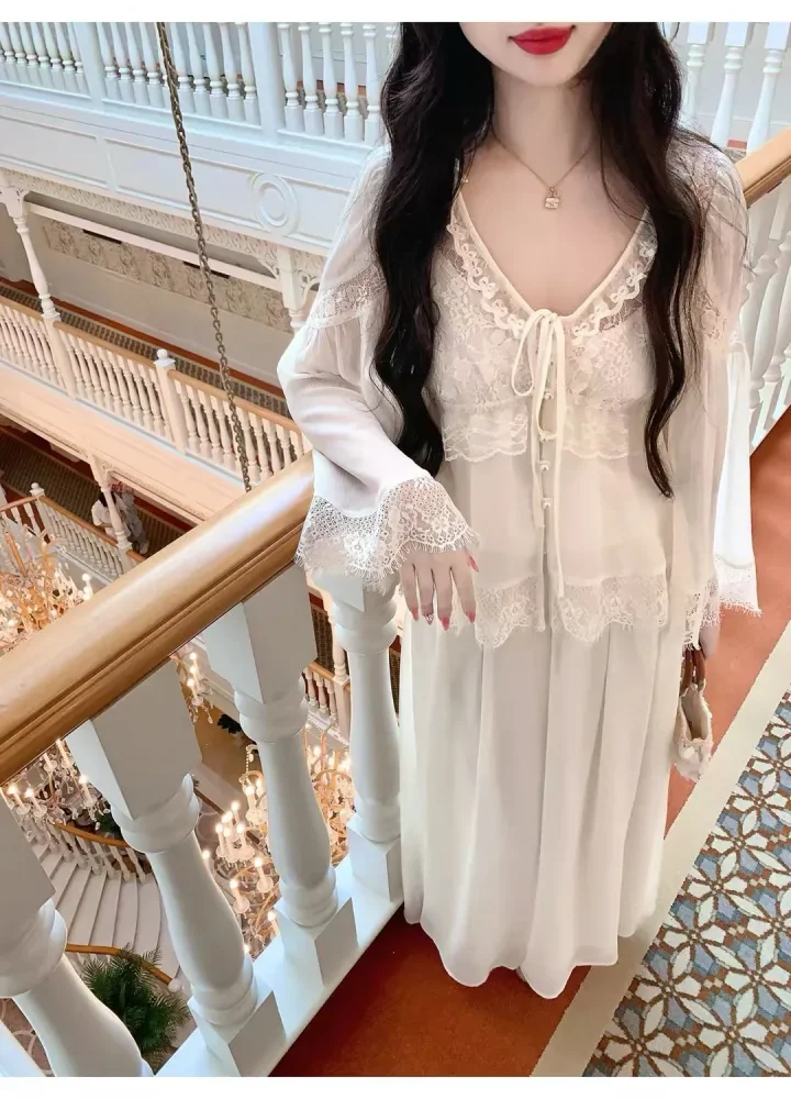 CHICMORE Atasan wanita blouse lengan panjang model longgar kerah v neck klasik