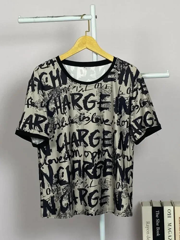 ASAYA Kaos t-shirt lengan pendek motif casual wanita yang populer