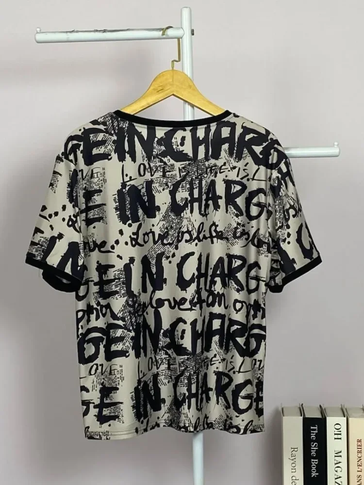 ASAYA Kaos t-shirt lengan pendek motif casual wanita yang populer