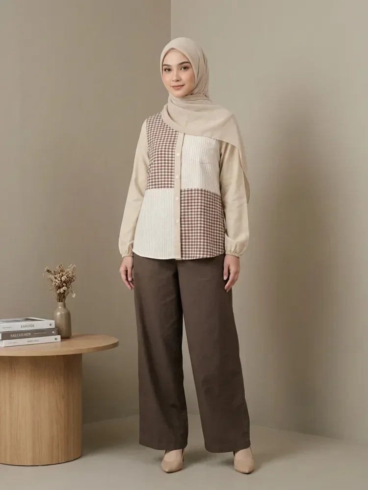 ASAYA Setelan wanita baru yang stylish dengan kombinasi warna yang serasi