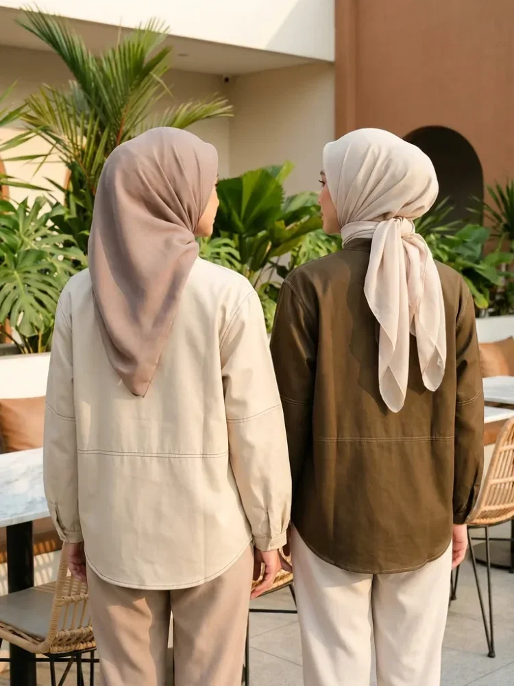 ASAYA Kemeja atasan kasual terbaru dengan desain garis tabrak, warna polos, kerah bulat, dan kancing satu baris