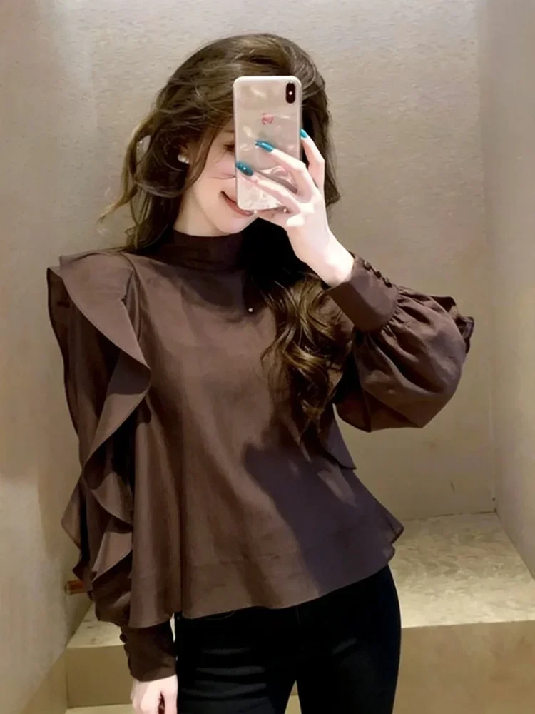 CHICMORE Atasan lengan panjang kerah dengan pita terlihat elegant