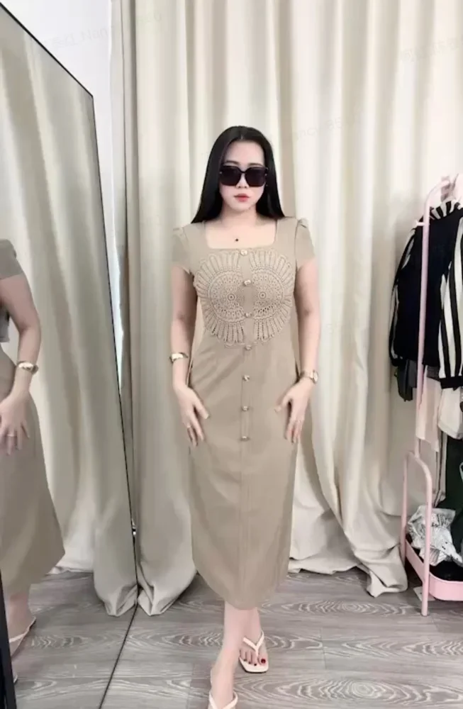FADFAD Gaun panjang cantik dan elegan wanita kasual