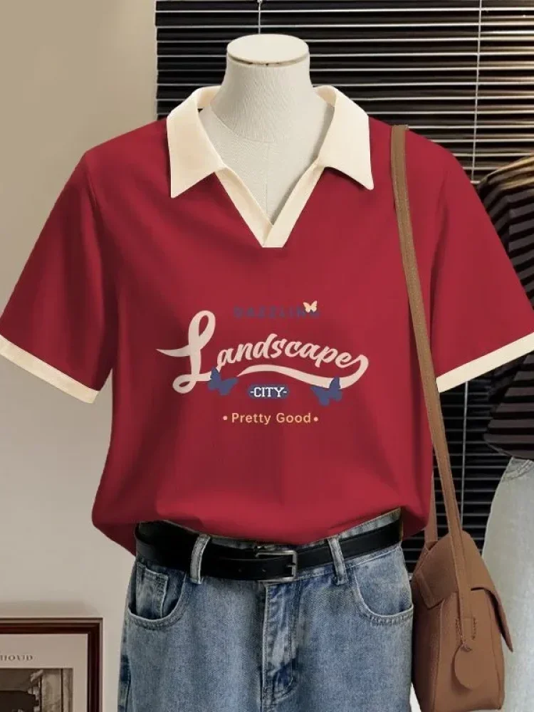 ASAYA Desain lengan pendek kasual model v-neck gaya korea terbaru