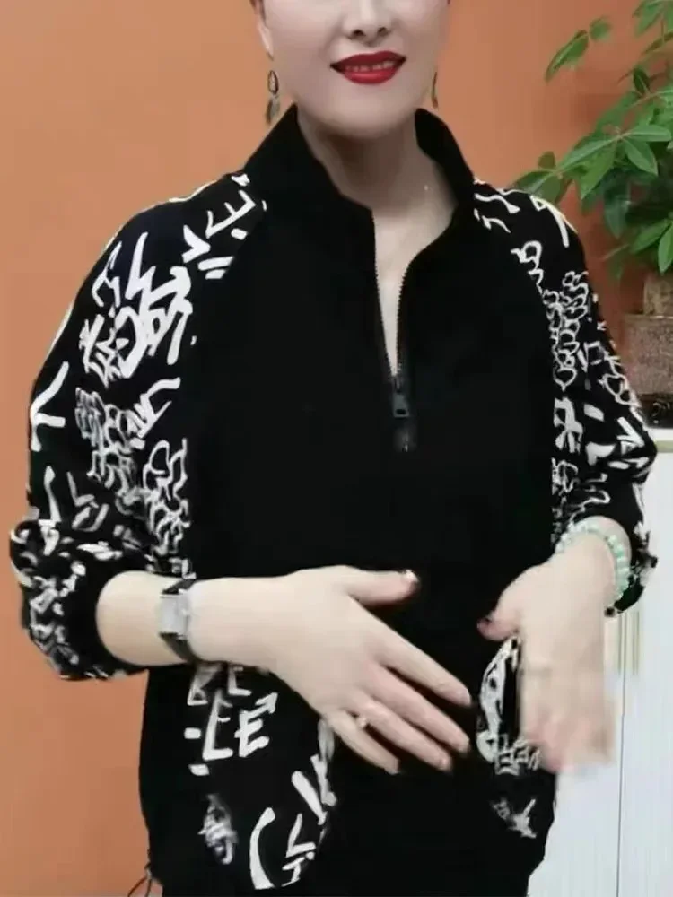 FADFAD Atasan sweatshirt modis kerah tegak lengan model kelelawar