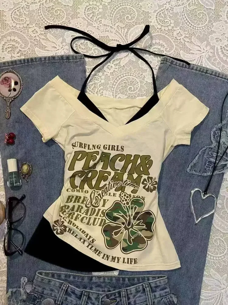 ASAYA Atasan blouse wanita lengan pendek dengan potongan modern trendi