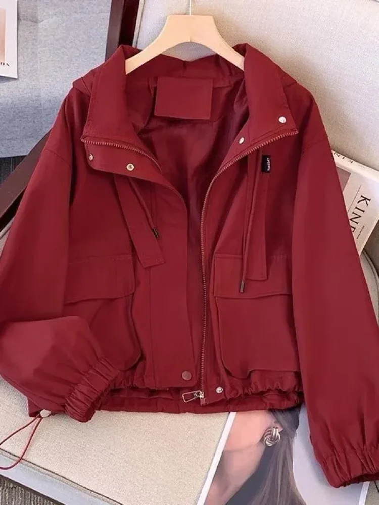 CHICMORE Atasan wanita jaket lengan panjang model zipper warna solid
