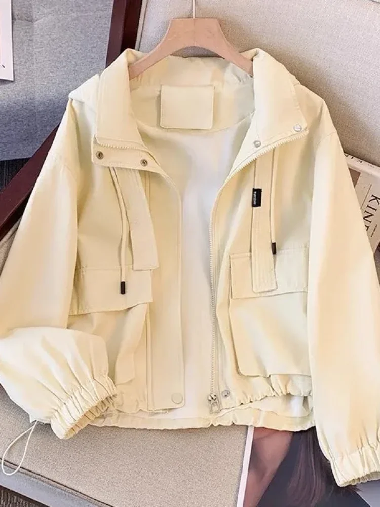 CHICMORE Atasan wanita jaket lengan panjang model zipper warna solid