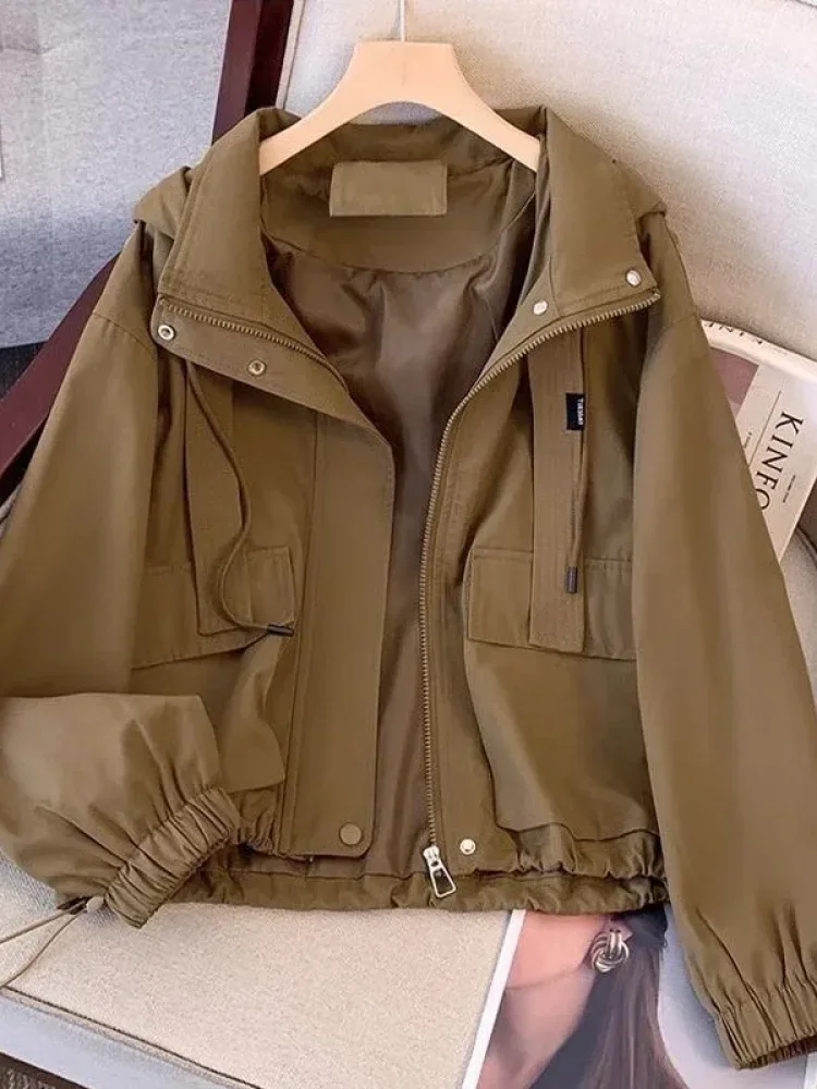 CHICMORE Atasan wanita jaket lengan panjang model zipper warna solid