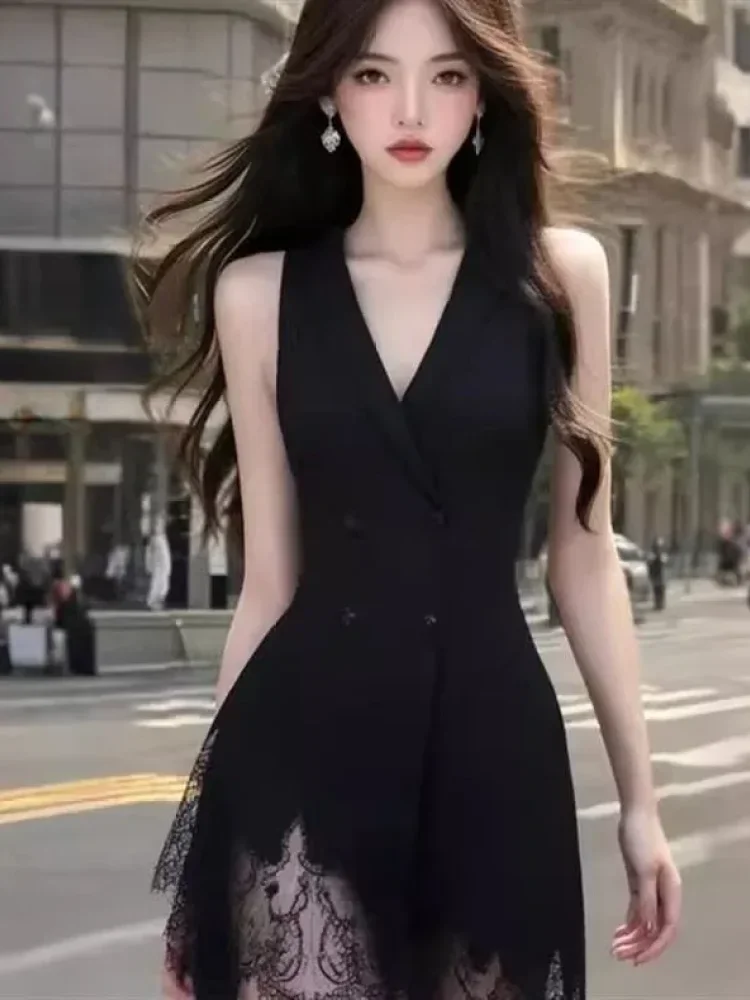 FADFAD Vest tanpa lengan kerah v neck gaya elegan untuk wanita
