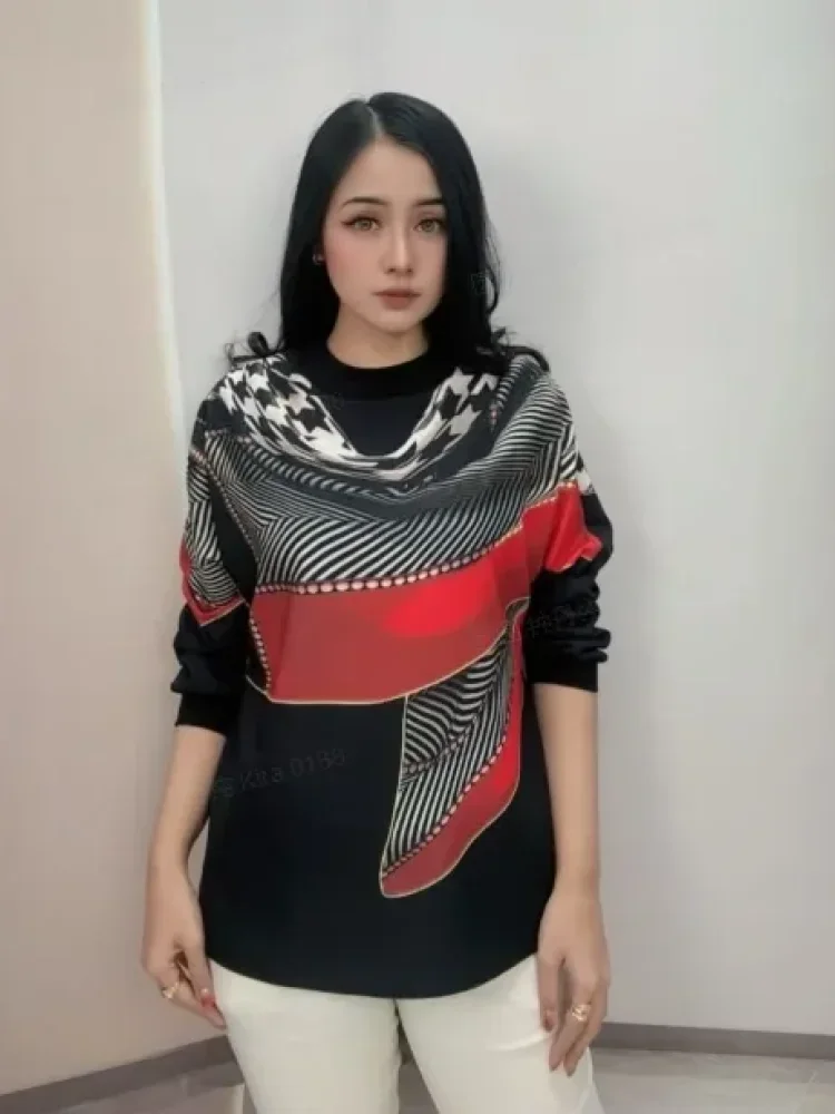 FADFAD Atasan wanita blouse model terbaru gaya retro lengan panjang