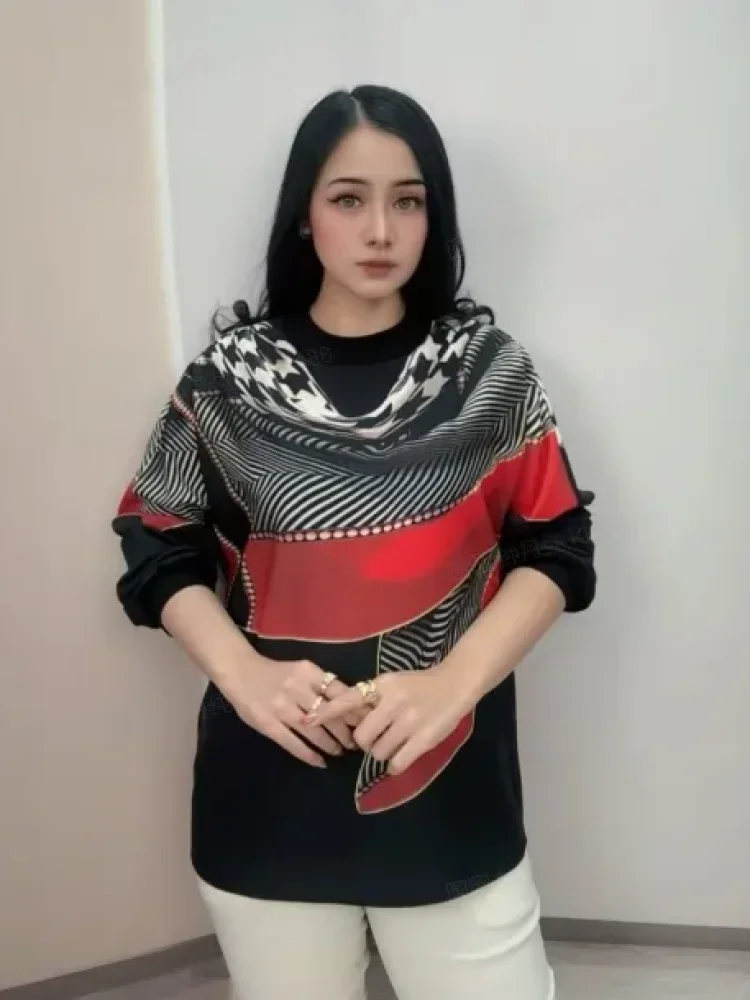 FADFAD Atasan wanita blouse model terbaru gaya retro lengan panjang