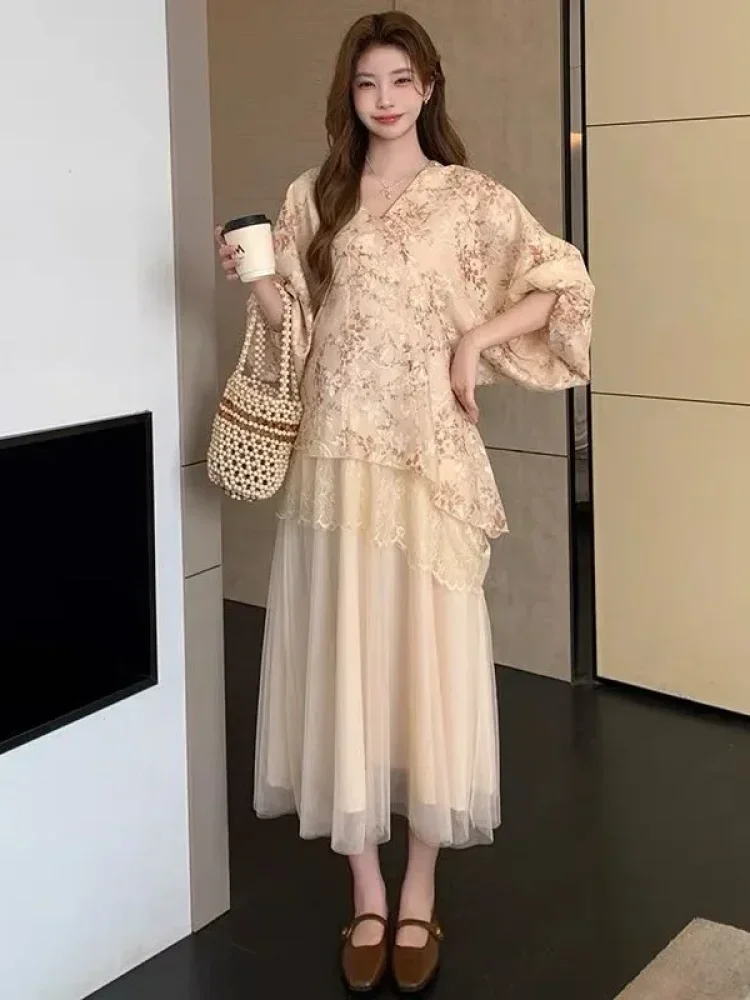 CHICMORE Setelan dua potong baju lengan tiga perempat dan rok tutu model baru