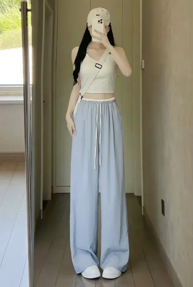 [READY STOCK]ASAYA Celana panjang model longgar terbaru dengan ikat pinggang modis