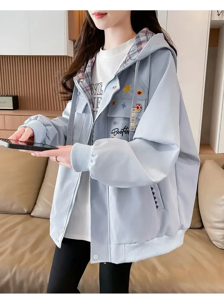CHICMORE Jaket pakaian wanita lengan panjang kerah hooded mode baru gaya kekinian