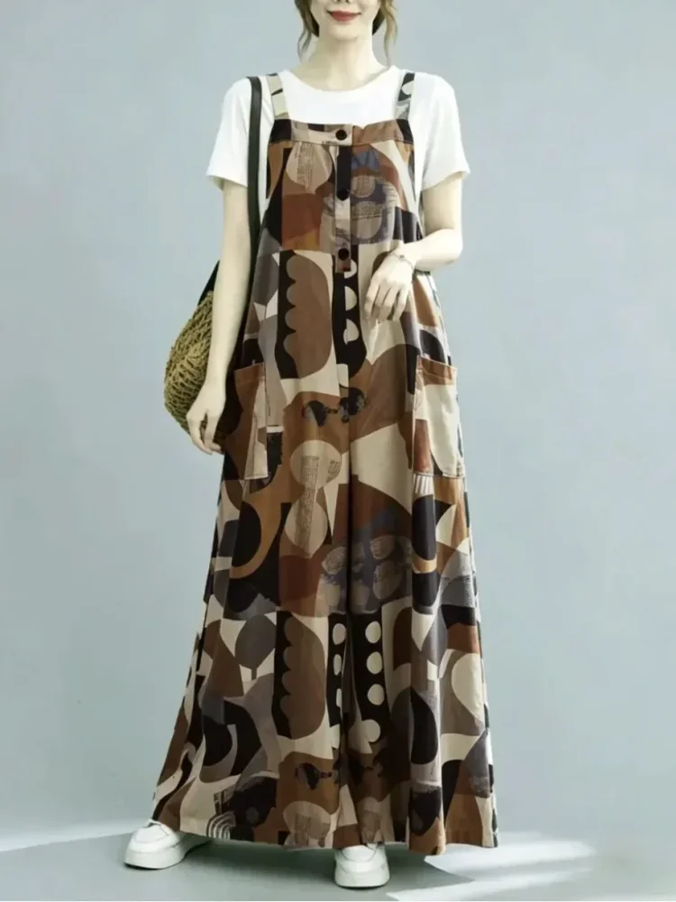 ASAYA Jumpsuit kotak-kotak longgar yang modis (tanpa rompi)